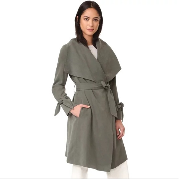 Club Monaco olive green coat with bow detailing on sleeves - Picture 1 of 12